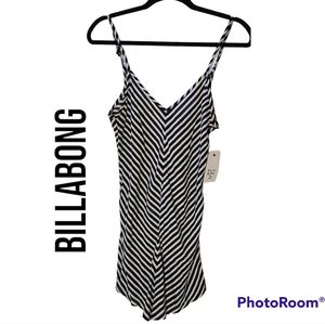NWT Billabong black white striped slinky romper juniors size M